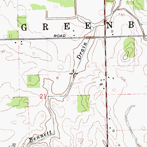 Topographic Map of Bennett Drain, MI