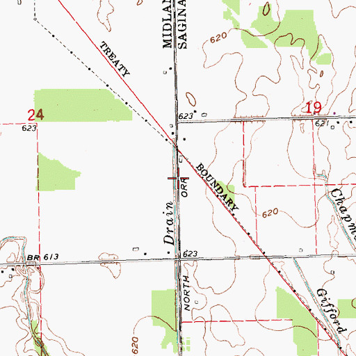 Topographic Map of Bennett Drain, MI