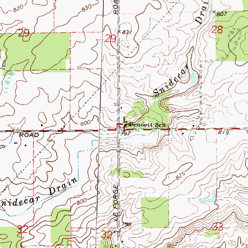 Topographic Map of Bennett School, MI