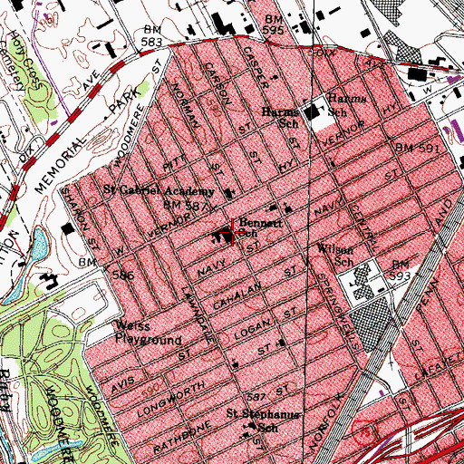 Topographic Map of Bennett School, MI