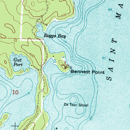 Topographic Map of Bennette Point, MI