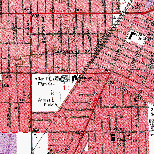 Topographic Map of Bennie School, MI