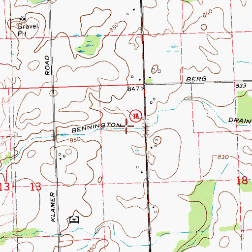 Topographic Map of Bennington Drain, MI