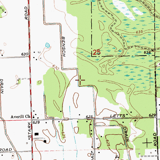 Topographic Map of Bensch Drain, MI