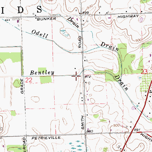 Topographic Map of Bentley Drain, MI