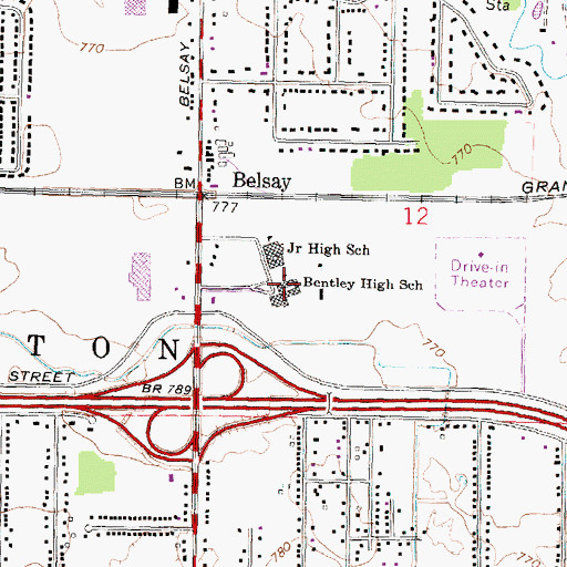 Topographic Map of Bentley High School, MI