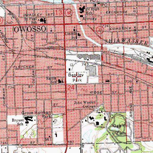 Topographic Map of Bentley Park, MI