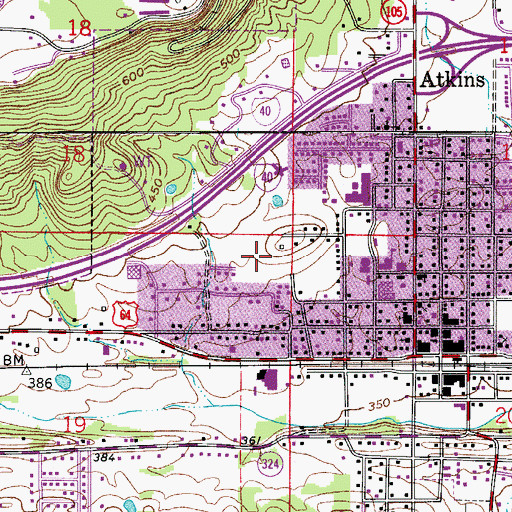 Topographic Map of Atkins Elementary School, AR