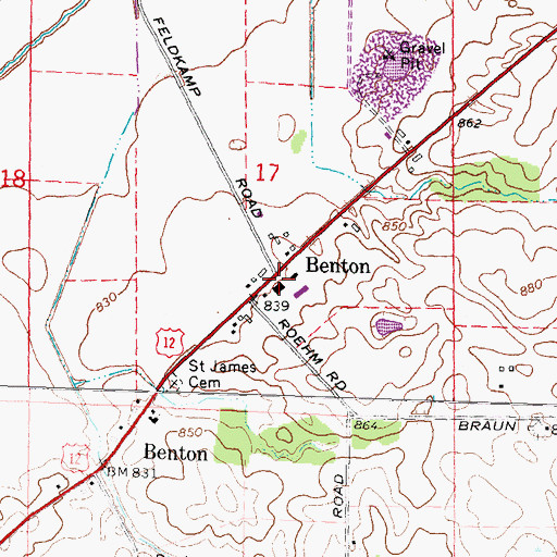 Topographic Map of Benton, MI