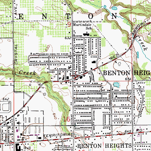 Topographic Map of Benton Heights, MI