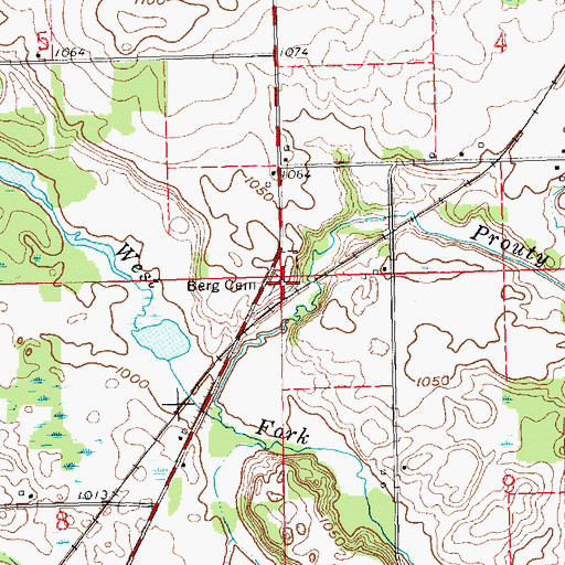Topographic Map of Berg Cemetery, MI