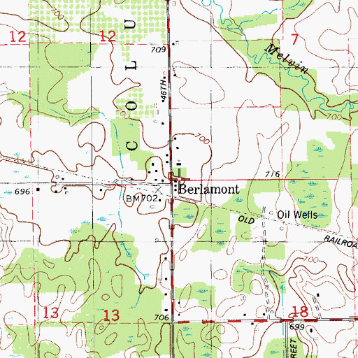Topographic Map of Berlamont, MI