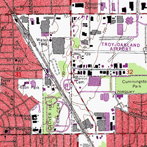 Topographic Map of Perrin Cemetery, MI