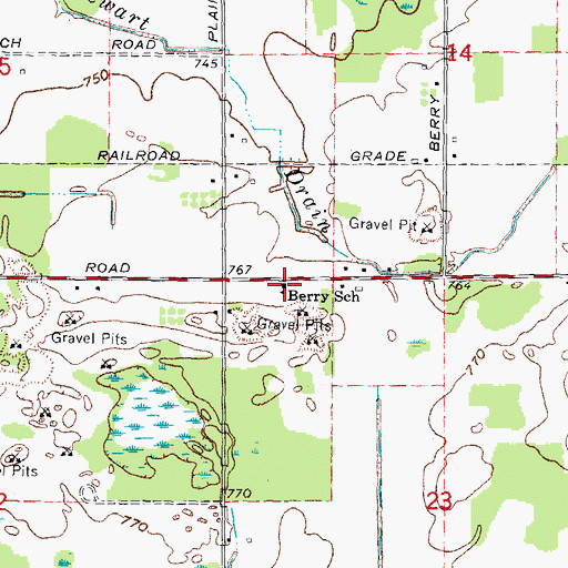 Topographic Map of Berry School, MI
