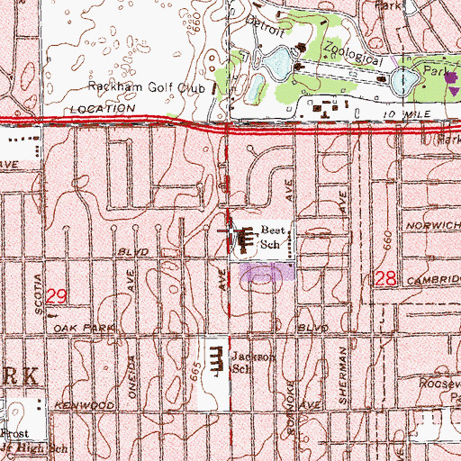 Topographic Map of Best School, MI