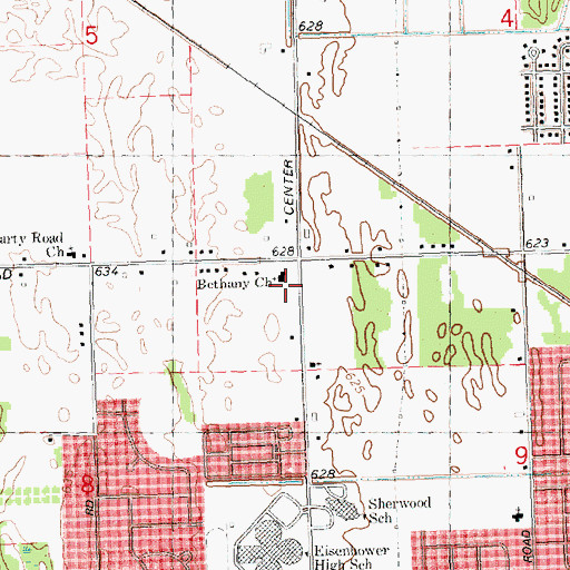 Topographic Map of Bethany Church, MI