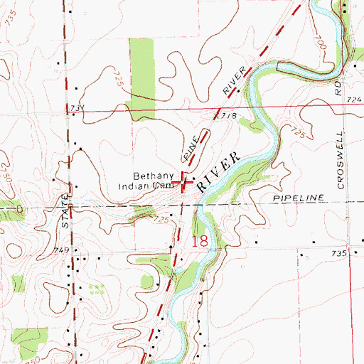 Topographic Map of Bethany Indian Cemetery, MI