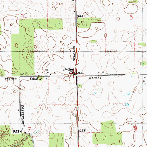 Topographic Map of Bethel Church, MI