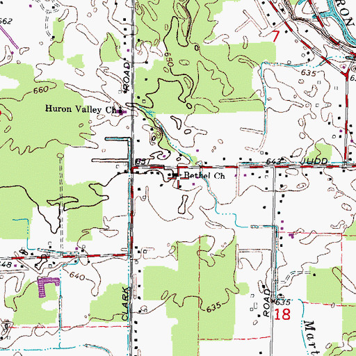 Topographic Map of Bethel Church, MI