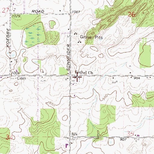 Topographic Map of Bethel Church, MI