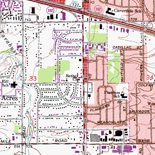 Topographic Map of Bethel Church, MI