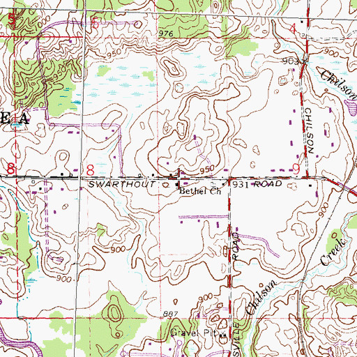 Topographic Map of Bethel Church, MI