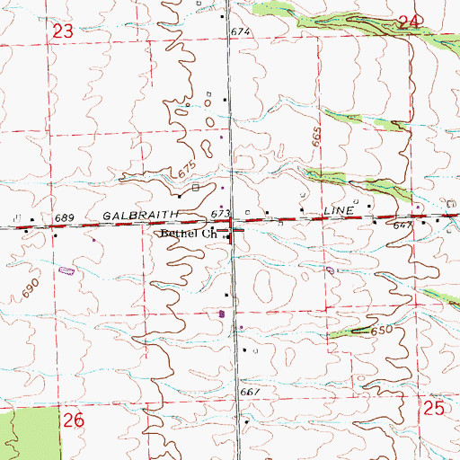 Topographic Map of Bethel Church, MI