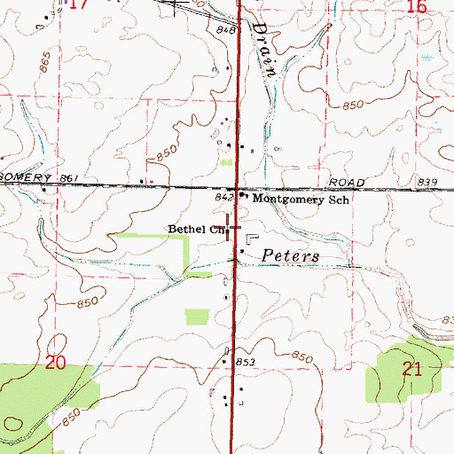 Topographic Map of Bethel Church, MI