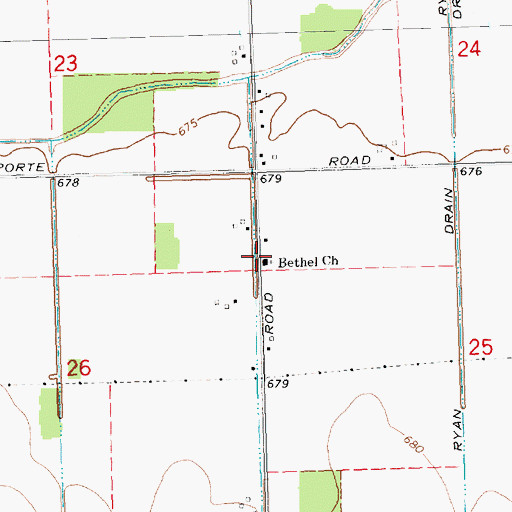 Topographic Map of Bethel Church, MI