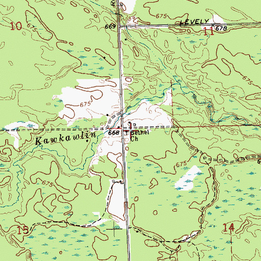 Topographic Map of Bethel Church, MI