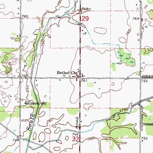 Topographic Map of Bethel Church, MI