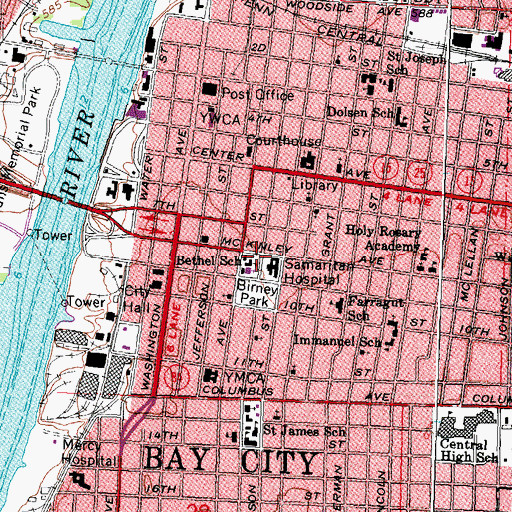 Topographic Map of Bethel School, MI