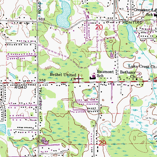 Topographic Map of Bethel United Church, MI