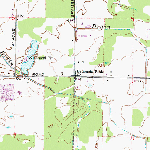 Topographic Map of Bethesda Bible Church, MI