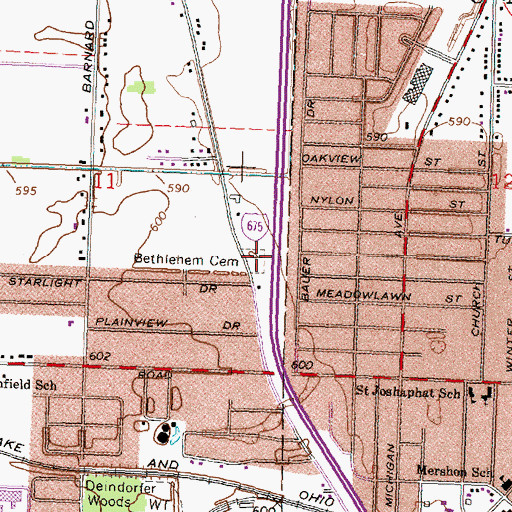 Topographic Map of Bethlehem Cemetery, MI