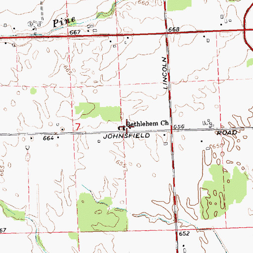 Topographic Map of Bethlehem Church, MI