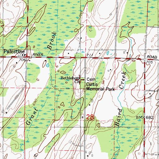 Topographic Map of Bethlehem Church, MI