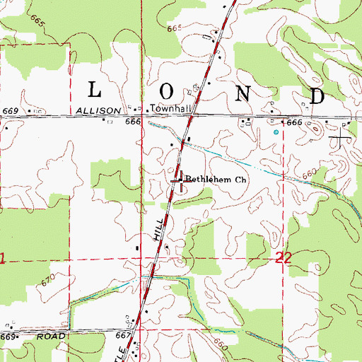 Topographic Map of Bethlehem Church, MI