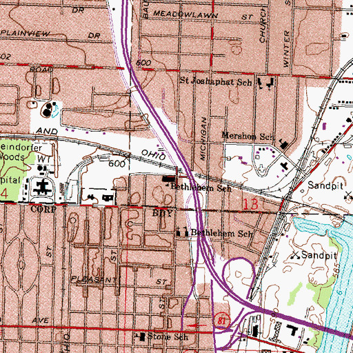 Topographic Map of Bethlehem School, MI