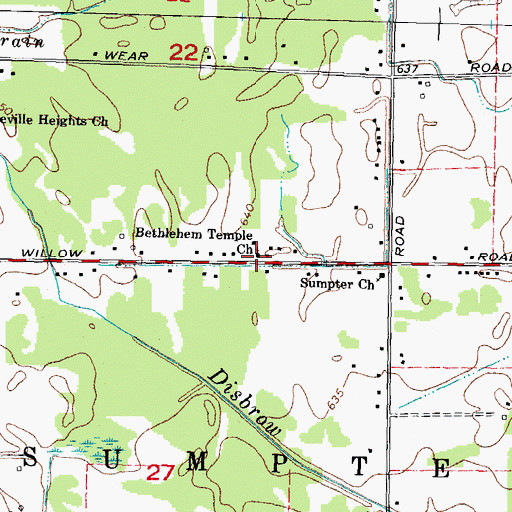 Topographic Map of Bethlehem Temple Church, MI