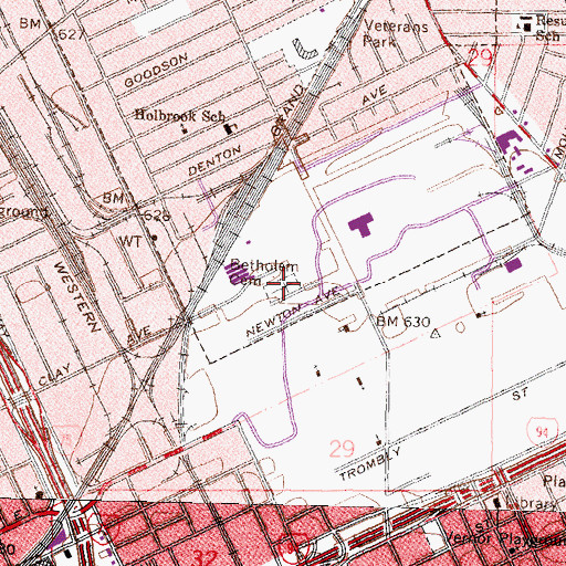 Topographic Map of Betholem Cemetery, MI