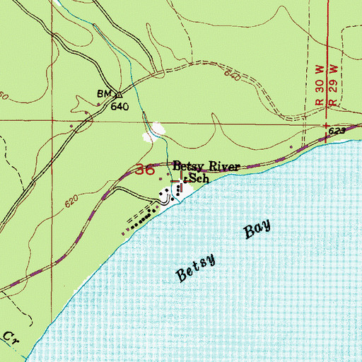Topographic Map of Betsy River School, MI