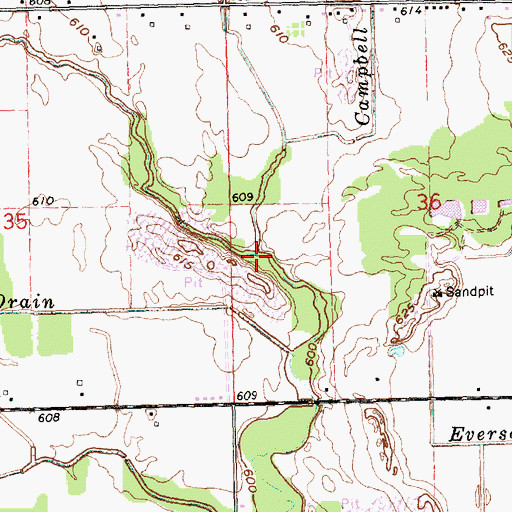 Topographic Map of Betzold Drain, MI
