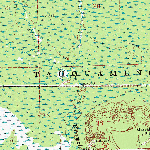 Topographic Map of Bev Creek, MI