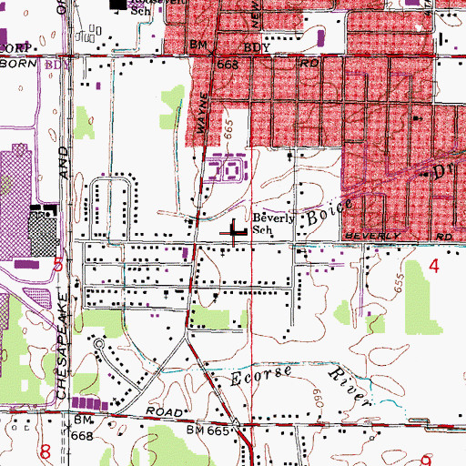 Topographic Map of Beverly School, MI