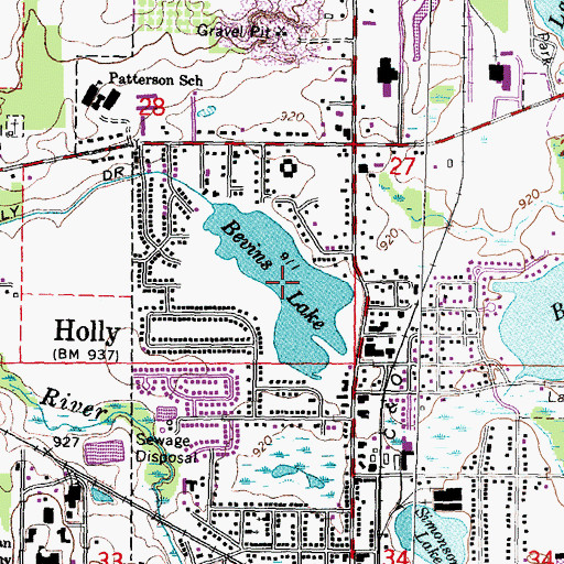 Topographic Map of Bevins Lake, MI