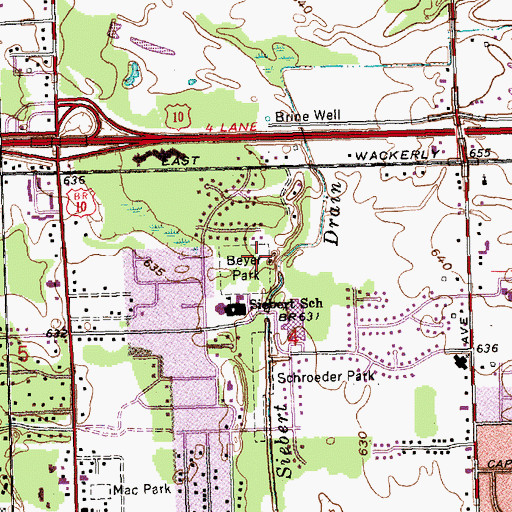 Topographic Map of Siebert Park, MI