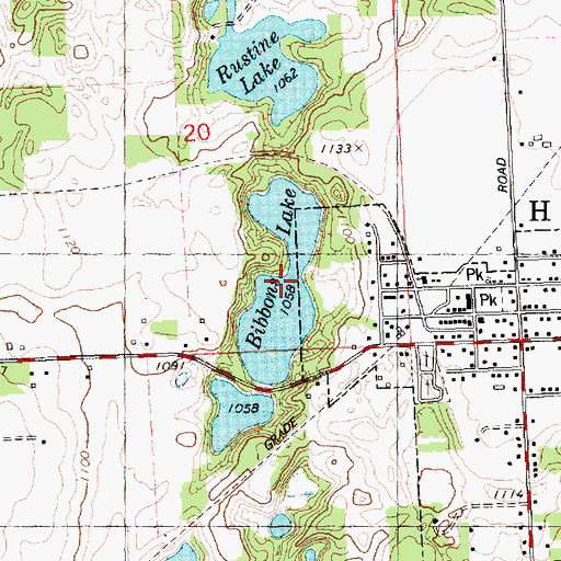 Topographic Map of Bibbons Lake, MI