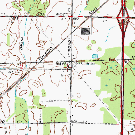 Topographic Map of Summerfield Baptist Church, MI