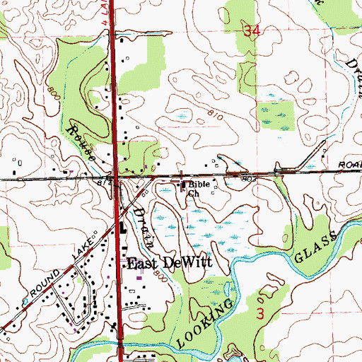 Topographic Map of Bible Church, MI